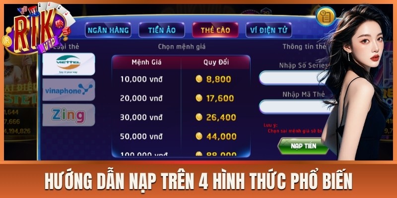 Hướng dẫn nạp trên 4 hình thức phổ biến